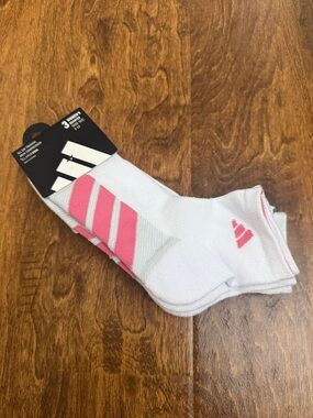 adidas Women’s White & Pink Athletic Crew Socks - 3 Pack